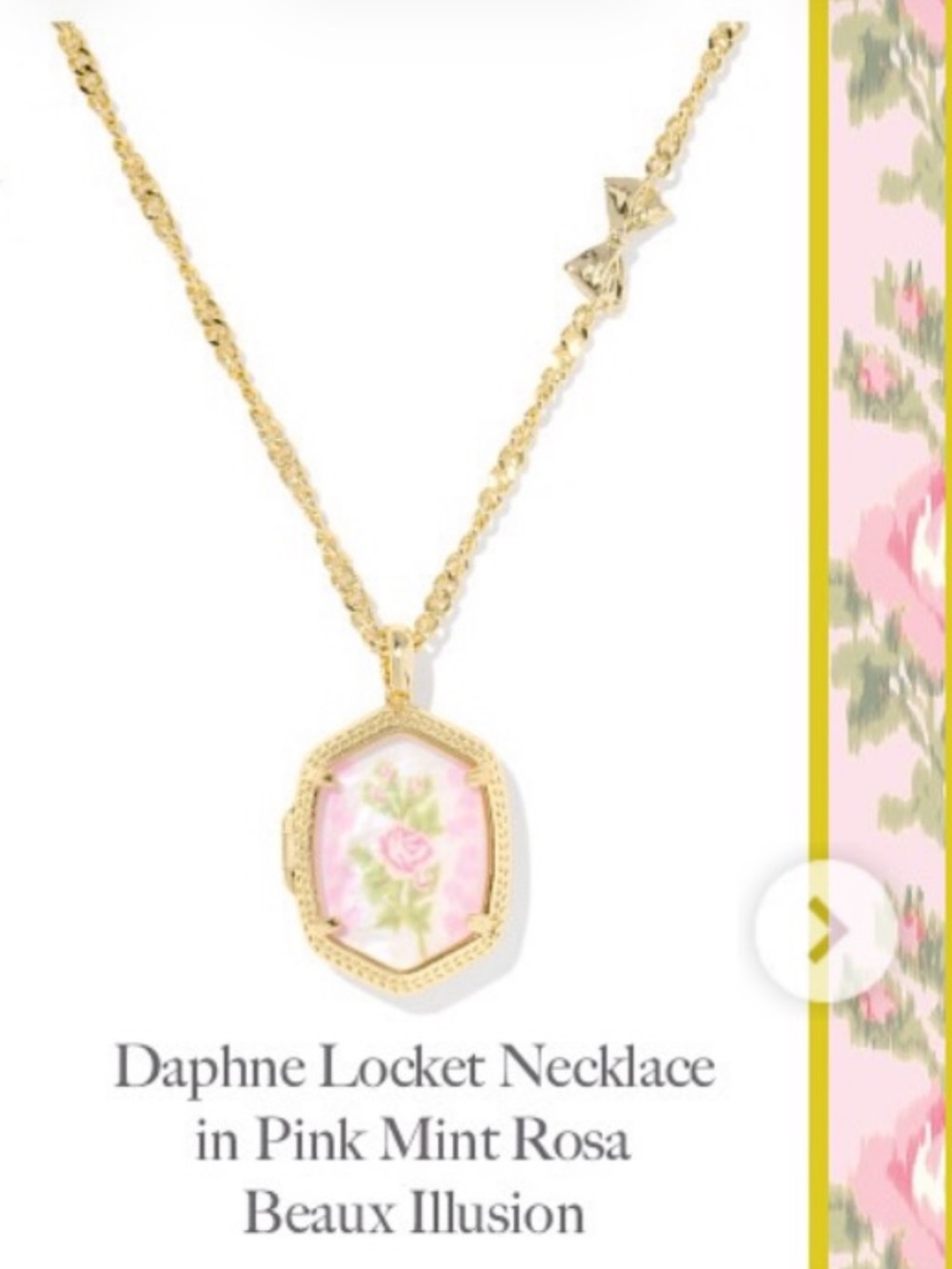 NEW Kendra Scott x LoveShackFancy Daphne Gold Locket Necklace Pink Mint Rose